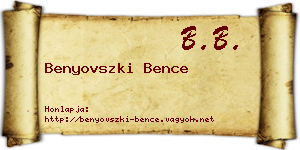 Benyovszki Bence névjegykártya